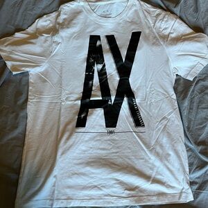 Armani Exchange White and Black Short Sleeve Tee